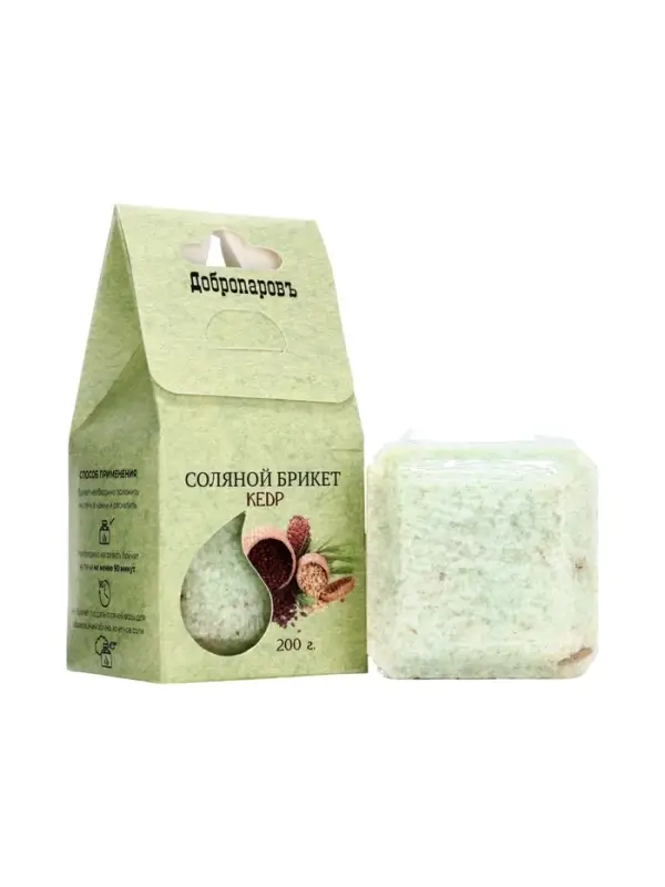 Соляной брикет куб &laquo;Кедр&raquo; 200 г &laquo;Добропаровъ&raquo;