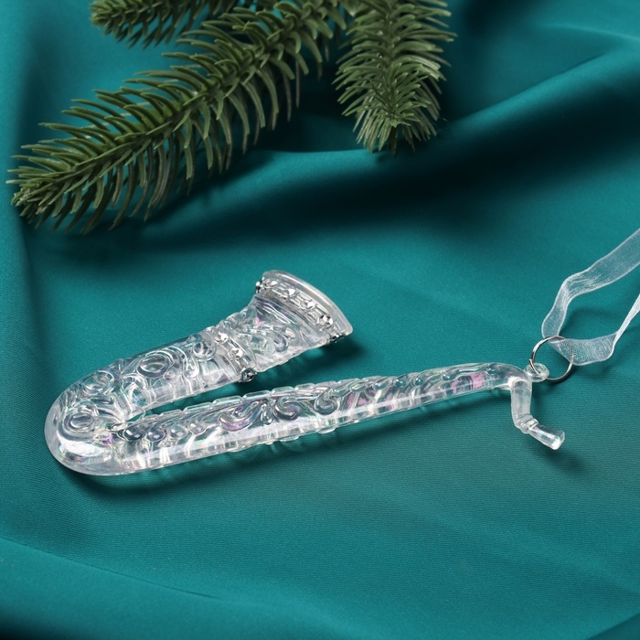 Украшение ёлочное Украшение ёлочное "Саксофон " 12х4 см, прозрачный перелив