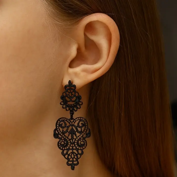 Серьги металл &laquo;Люстры&raquo;, чёрные