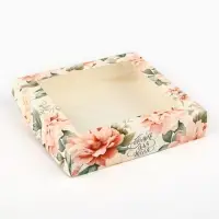 Коробка с окном &laquo;Нежность&raquo;, 20&times;20&times;4 см, самосборная