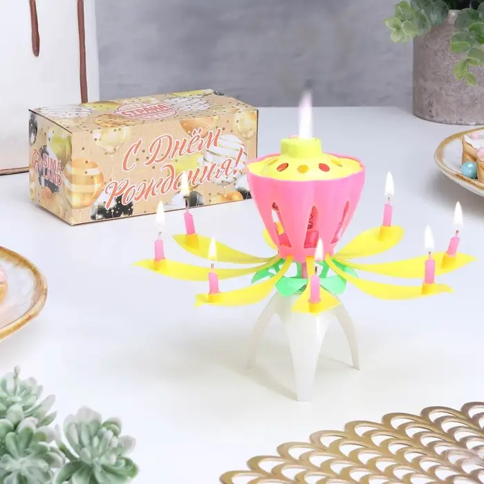 Свеча для торта музыкальная &laquo;Тюльпан&raquo;, жёлтая, 12&times;5 см