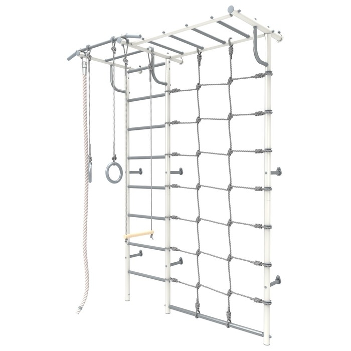 Детский спортивный комплекс 6.01.с «Роки с рукоходом-сеткой», цвет бело-серый Детский спортивный комплекс 6.01.с «Роки с рукоходом-сеткой», цвет бело-серый