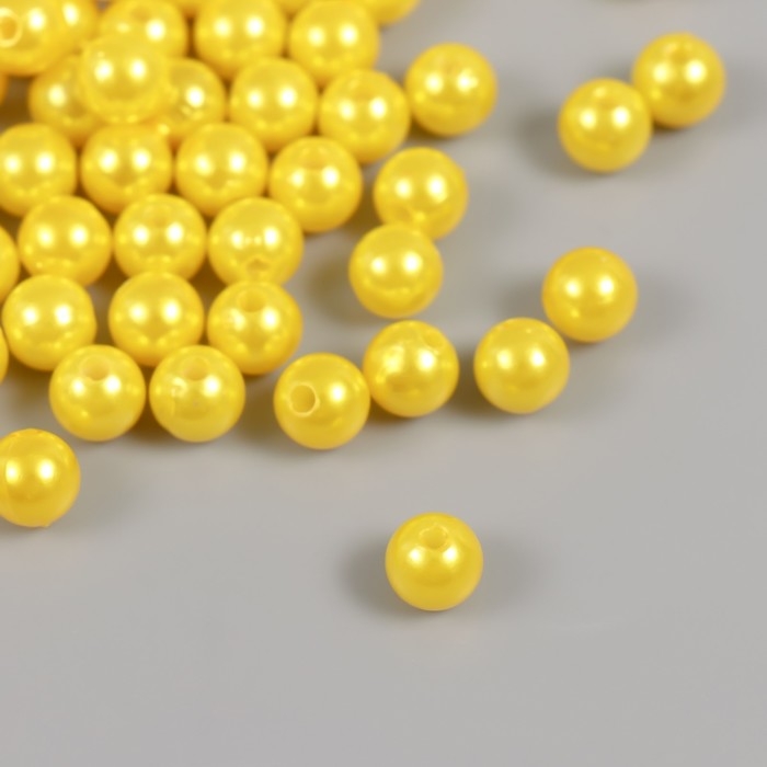 Набор бусин "Жемчуг" d 8 мм, 250 гр, жёлтый