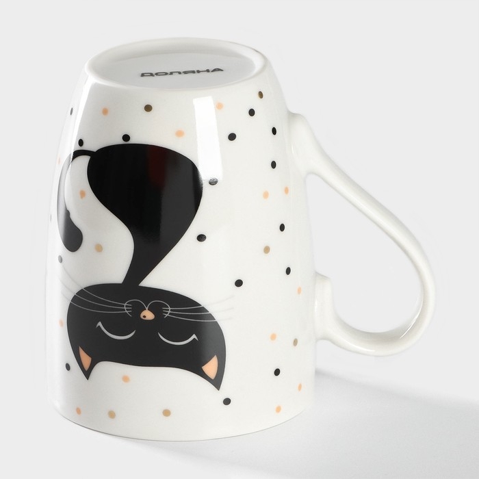 Кружка Доляна «Котик», 350 мл, фарфор, цвет белый Кружка Доляна «Котик», 350 мл, фарфор, цвет белый