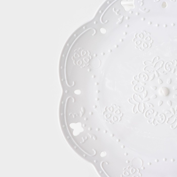 Блюдо для торта и пирожных 2-х ярусное Доляна «Вивьен», d=22 см, 36×22×19,5 см, цвет белый