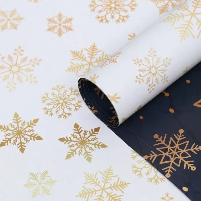 Бумага упаковочная глянцевая «Снежинки», двусторонняя,70×100 см