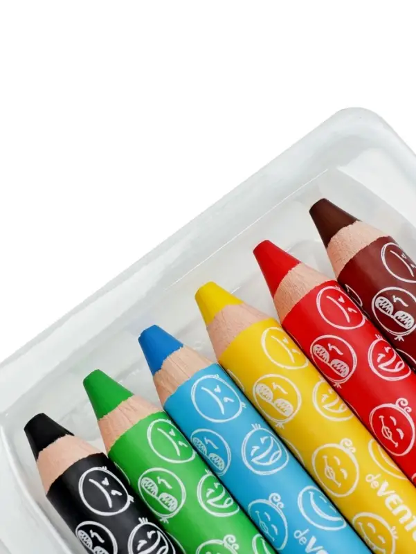 Карандаши цветные акварельные 6 цветов, мини deVENTE Jumbo 3 в 1 супер мягкие, d=14.7 мм; L-110 мм с точилкой