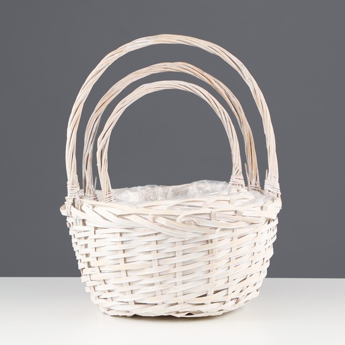 Набор корзин «Вьюнок», 3 шт, 30×14,5/36 см, 24×12,5/31 см, 19,5×10,5/25,5 см, ива