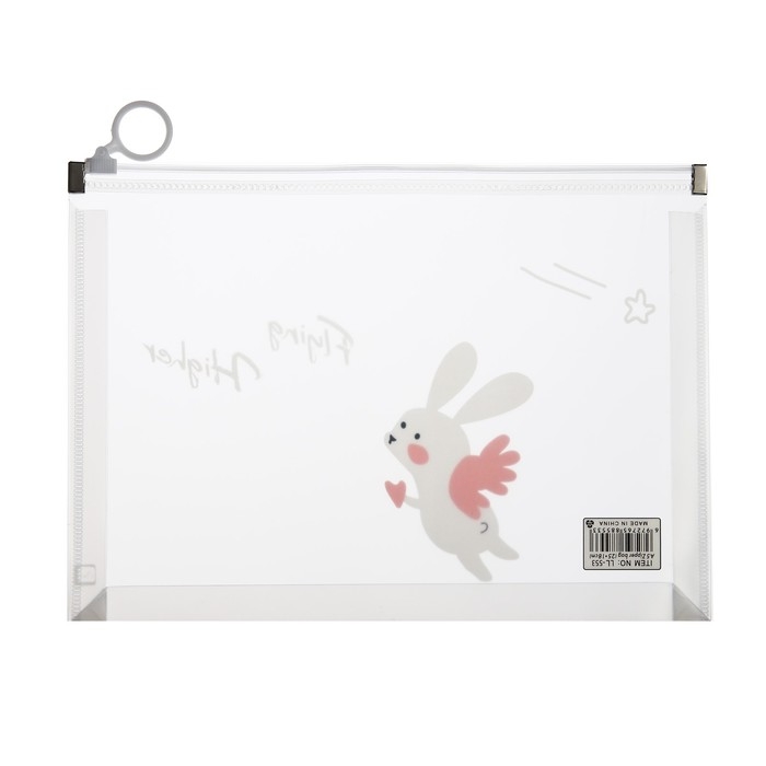 Папка-конверт на молнии формат А5, 180мкр, с рисунком Папка-конверт на молнии формат А5, 180мкр, с рисунком "Зайчик", МИКС