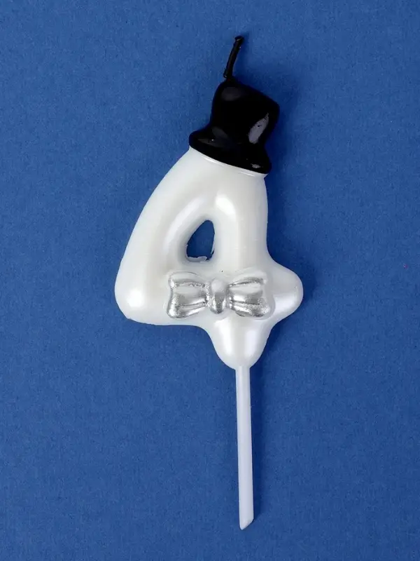 Свеча для торта «Джентельмен», цифра 4, белая Свеча для торта «Джентельмен», цифра 4, белая