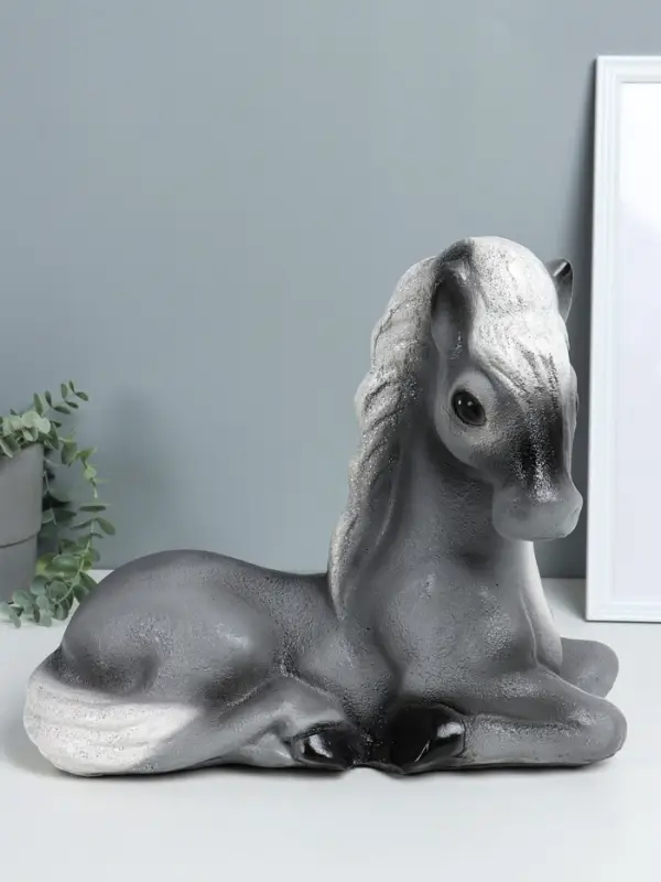 Копилка "Лошадь лежа" большая 34х39х21 см, серый