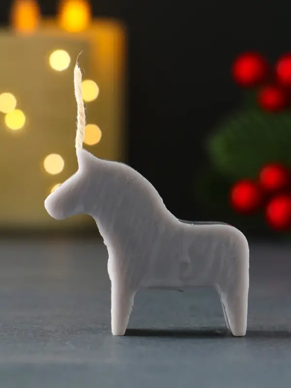 Свеча новогодняя "Лошадка мини" 55х50 мм, серый