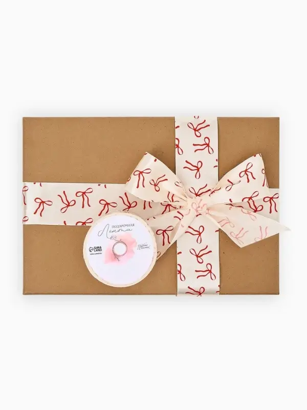 Лента атласная &laquo;Бантики&raquo;, розовая, 4 см &times; 5 м