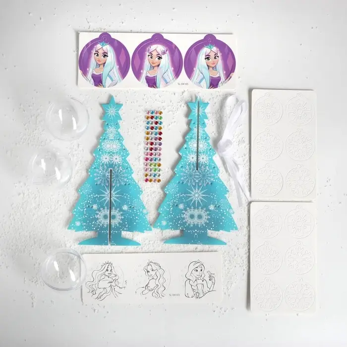 ШКОЛА ТАЛАНТОВ Новогодняя ёлочка с украшениями, голубая ШКОЛА ТАЛАНТОВ Новогодняя ёлочка с украшениями, голубая