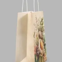 Пакет подарочный крафт &laquo;Цветы&raquo;, 21&times;27&times;11 см
