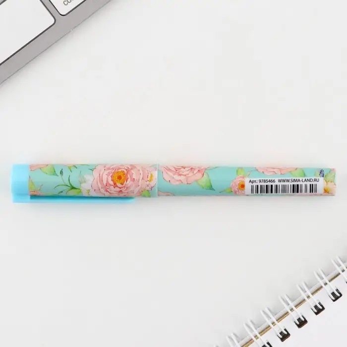 Ручка шариковая, синяя паста, 0.7 мм, с колпачком, пластик «Пионы» Ручка шариковая, синяя паста, 0.7 мм, с колпачком, пластик «Пионы»