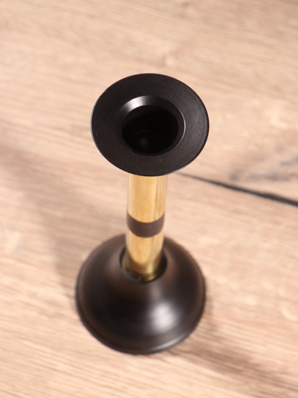 Подсвечник на 1 свечу "Креманка" латунь, черный с золотом 8х8х18 см