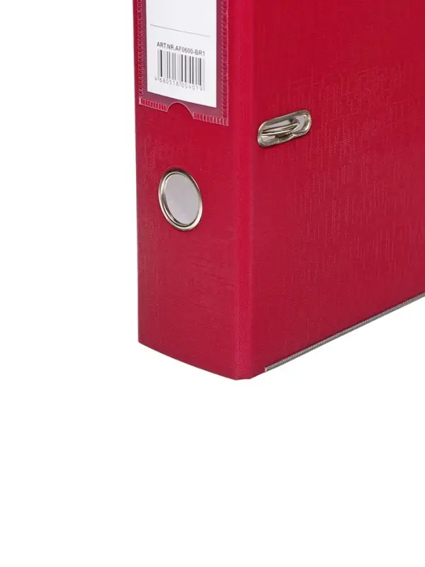 Папка-регистратор А4, 75 мм, ПВХ, тиснение &laquo;лен&raquo;, металлическая окантовка, карман на корешок, собранная, бордовая