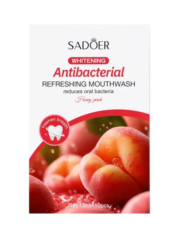 Ополаскиватель для полости рта антибактериальный SADOER, персик, 10 шт. по 13 мл