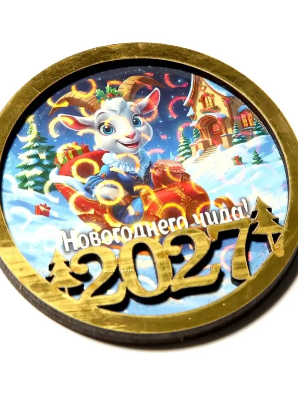 Магнит новогодний 2027 &laquo;Новогоднего чуда!&raquo; d=8 см