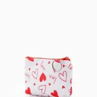 Кошелёк-монетница на молнии, 12&times;3.5&times;9 см, белый/красный