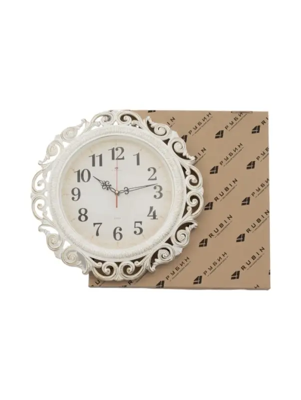 Часы настенные интерьерные &laquo;Хостон&raquo;, бесшумные, плавный ход, d=40.5 см, циферблат d=26 см, белые, золотистые