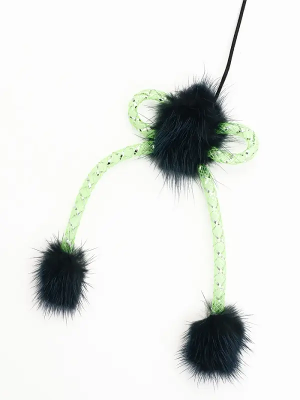 Дразнилка - удочка &laquo;Норковое чудо&raquo;, на деревянной палочке