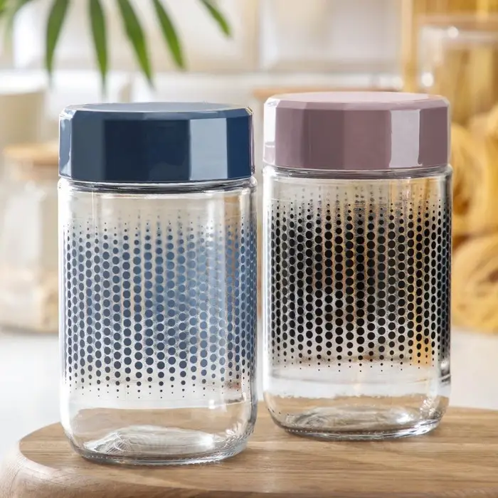 Банка стеклянная для сыпучих продуктов «Круги», 600 мл, цвет МИКС Банка стеклянная для сыпучих продуктов «Круги», 600 мл, цвет МИКС