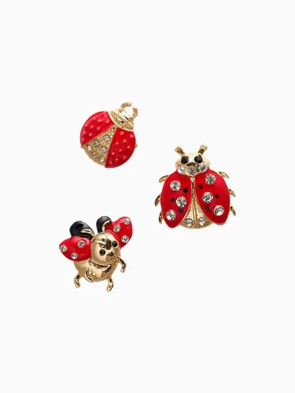 Брошь &laquo;Божья коровка&raquo;, форма МИКС, красно-чёрная в золоте