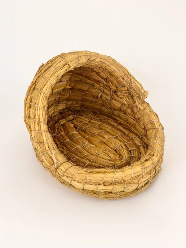 Гнездо для птиц плетёное из соломы, полузакрытое 15 х 10 х 10 см