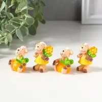 Сувенир полистоун "Барашки в огороде" набор 4 шт 1,5х2х4 см
