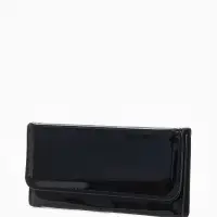 Кошелёк женский на магните, 19.5&times;2.5&times;9 см, лаковый, чёрный