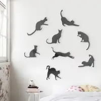 Зеркало настенное &laquo;Котики&raquo;, акриловое, 8 шт., на клеевой основе, разный размер, чёрное