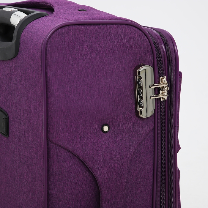 Чемодан средний 52 л (M), отдел на молнии, кодовый замок, с расширением, цвет фиолетовый Чемодан средний 52 л (M), отдел на молнии, кодовый замок, с расширением, цвет фиолетовый