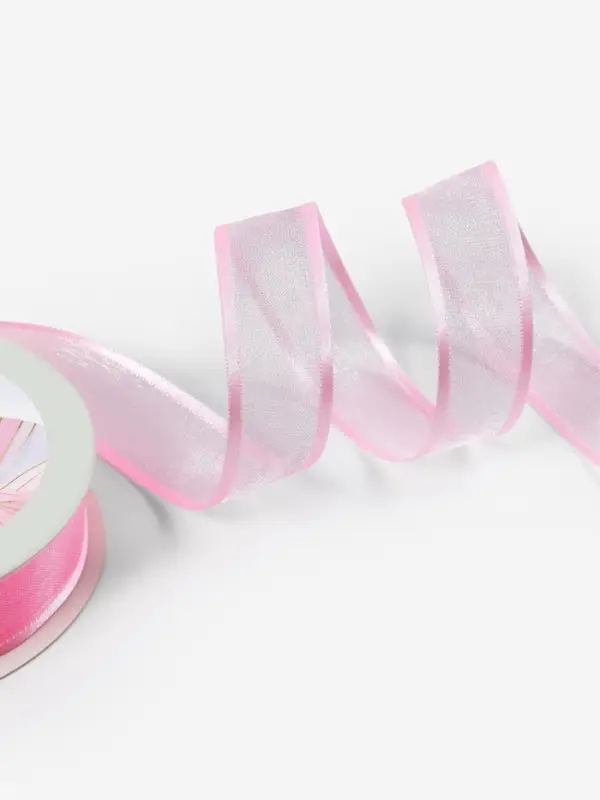 Лента декоративная, капроновая, атласная, 18 мм, 18&plusmn;1 м, розовая