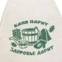 Шапка для бани с принтом " Баня парит, здоровье дарит", светлая