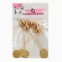 Основа &laquo;Брошь-игла&raquo; с шариком d=1.2 см (набор 5 шт.), L=7 см, площадка 1.5 см, цвет золото