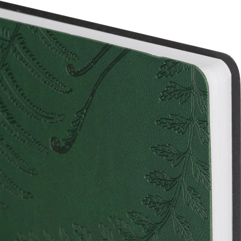 Блокнот Папоротники А5, 128л, клетка, обложка экокожа, с резинкой