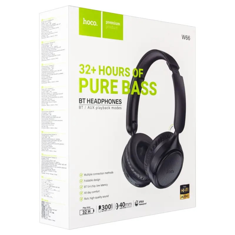 Наушники Wave BT Headphones W66 HOCO Black