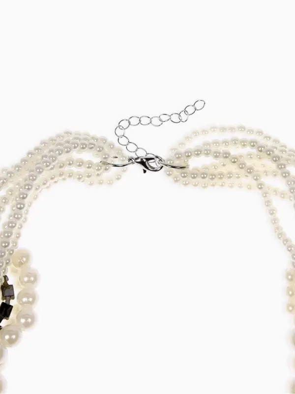 Набор 2 предмета: серьги, бусы &laquo;Жемчужный со стразами&raquo;, белый, 40 см