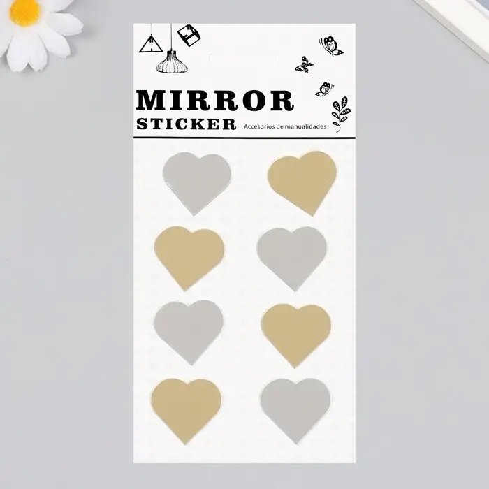 Наклейка интерьерная «Сердечки», зеркальная, декор на стену, панно, 20×10 см