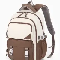 Рюкзак школьный, 2 отделения, 5 карманов, 29&times;13&times;40 см, коричневый, белый