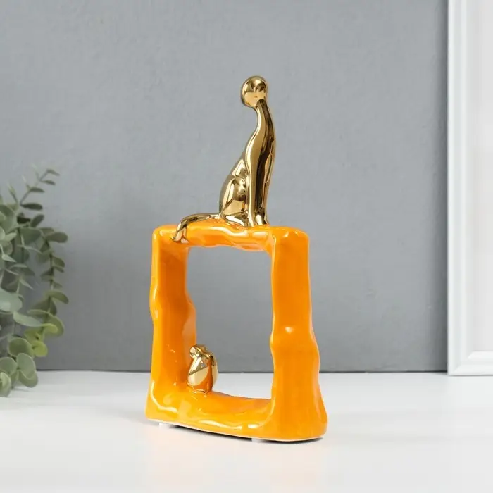 Фигурка керамика &laquo;Кошки-мышки. Квадрат&raquo;, оранжевый с золотом, 5.2&times;13.5&times;23 см
