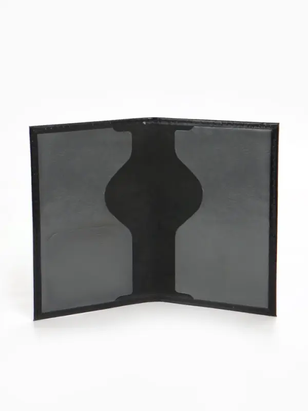 Обложка для паспорта, гладкая, с гербом, с тиснением фольгой, чёрная