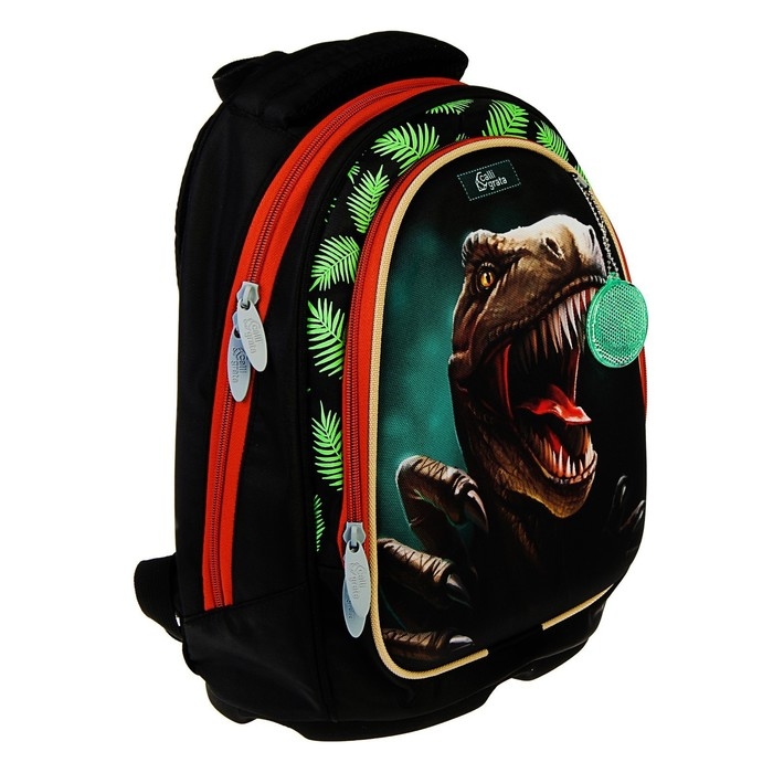 Рюкзак каркасный школьный, 39 х 28 х 18 см, + мешок для обуви, Calligrata П Рюкзак каркасный школьный, 39 х 28 х 18 см, + мешок для обуви, Calligrata П "Крутой дино", зелёный