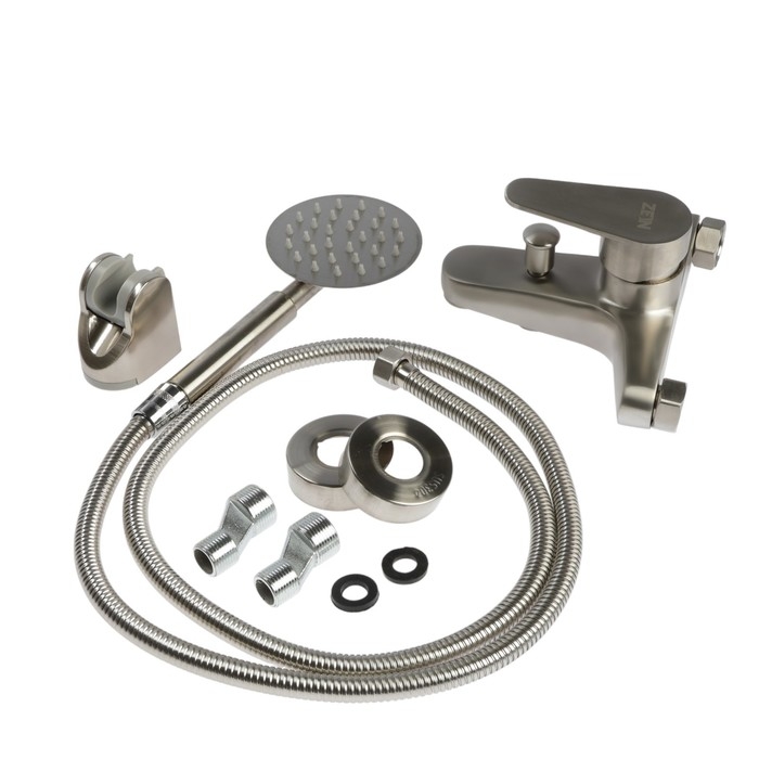 Смеситель для ванны ZEIN Z3834, однорычажный, душевой набор, сатин Смеситель для ванны ZEIN Z3834, однорычажный, душевой набор, сатин