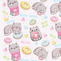 Бумага упаковочная глянцевая &laquo;Котики&raquo;, 70 &times; 100 см
