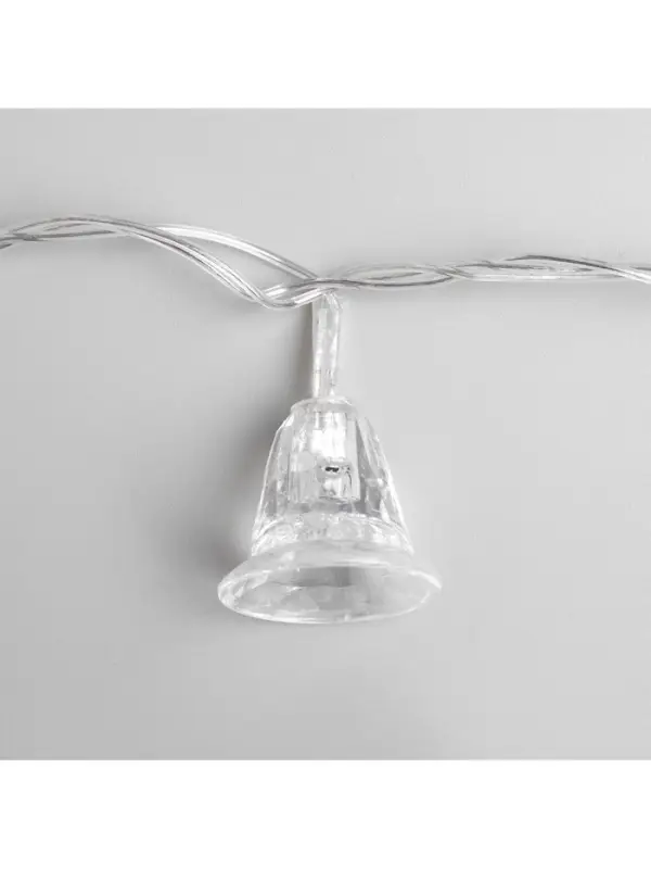 Гирлянда &laquo;Нить&raquo; 5 м с насадками &laquo;Колокольчики&raquo;, IP20, прозрачная нить, 20 LED, свечение мульти (RG/RB), мигание, 220 В