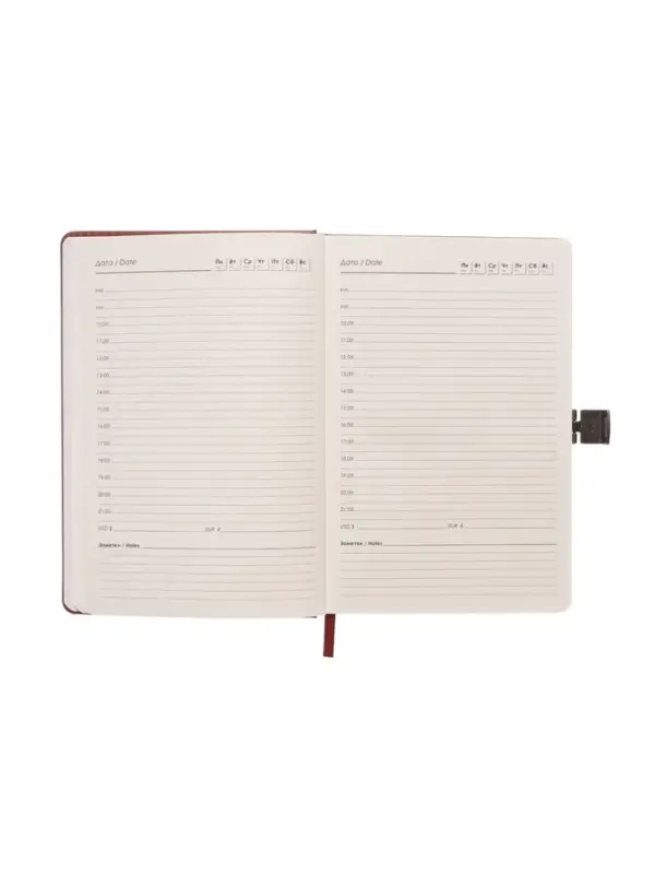 Ежедневник недатированный формат А5, с хлястиком, 80л, линия, пвх, Коричневый