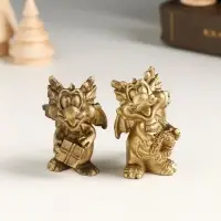 Фигурка полистоун «Бронзовый дракоша с подарками», 4×3×5 см, МИКС